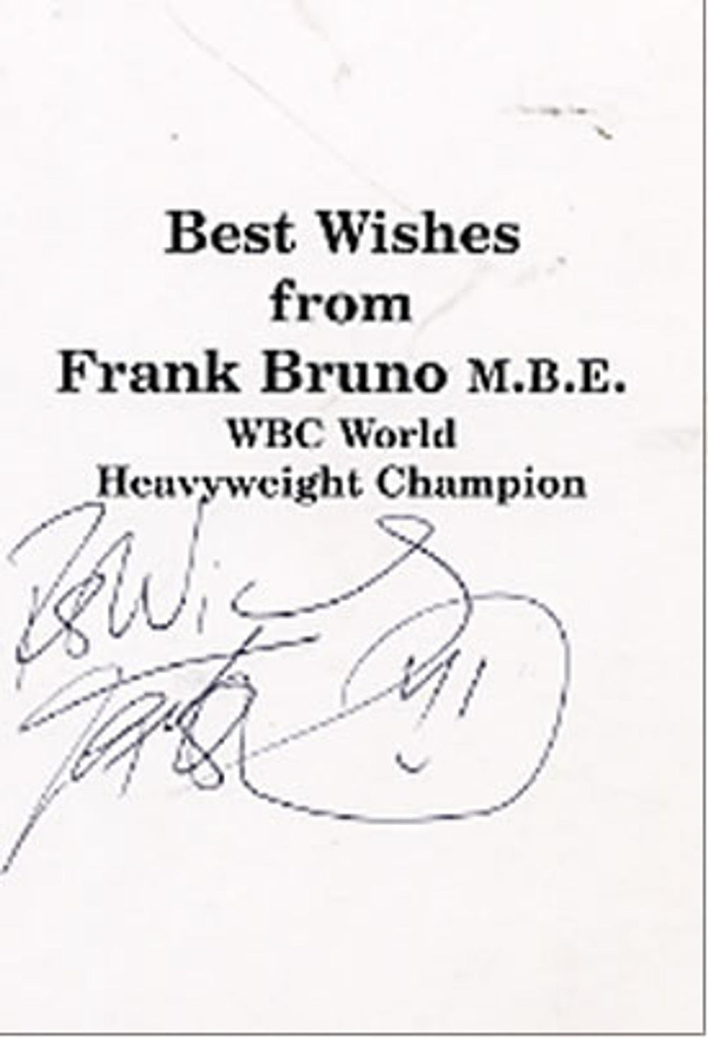 Frank Bruno Promo Photocard - Autographed UK Promo memorabilia FBUMMPR259837