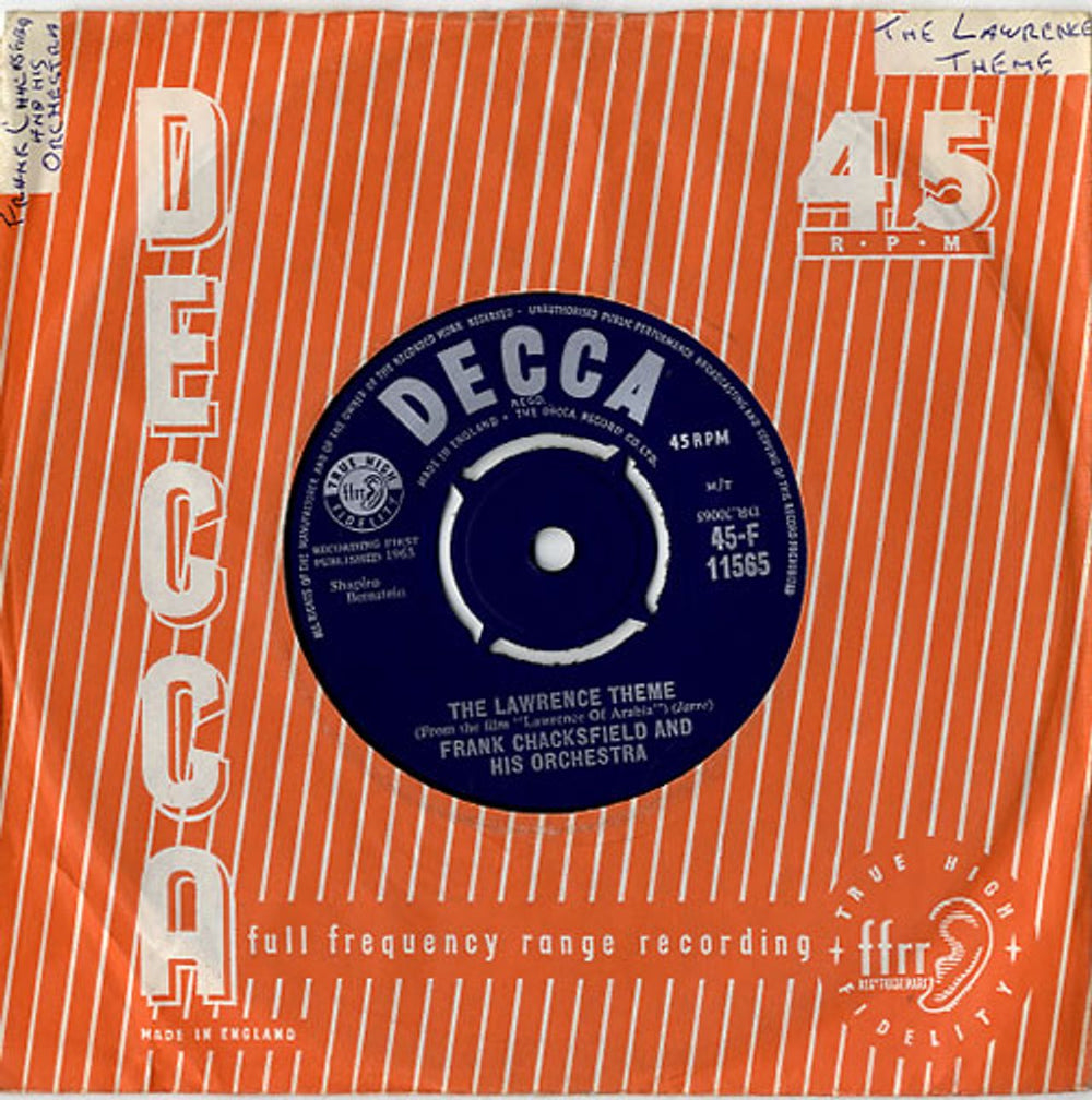 Frank Chacksfield The Lawrence Theme UK 7" vinyl single (7 inch record / 45) 45-F11565