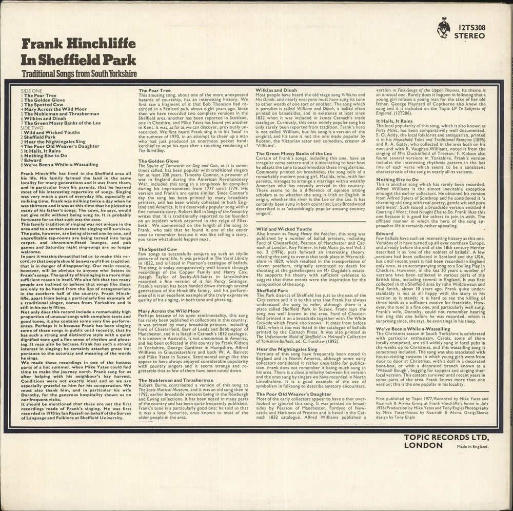 Frank Hinchliffe In Sheffield Park UK vinyl LP album (LP record)