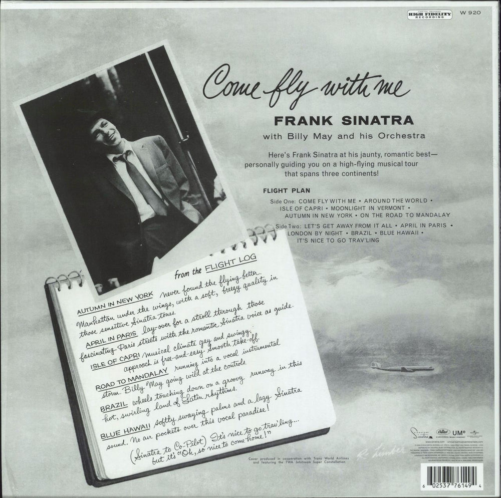 Frank Sinatra Come Fly With Me: Remastered - 180gm Vinyl + Shrink UK vinyl LP album (LP record) 602537761494