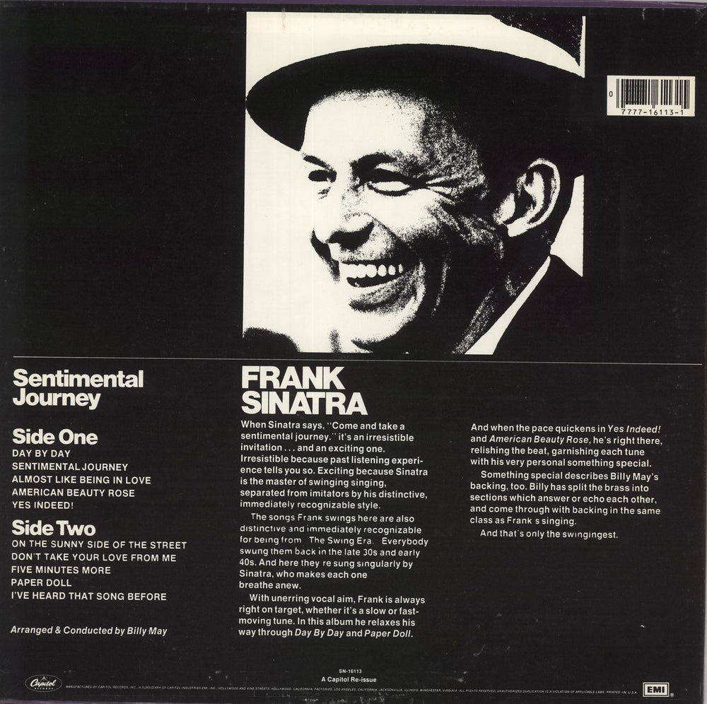 Frank Sinatra Sentimental Journey US vinyl LP album (LP record)