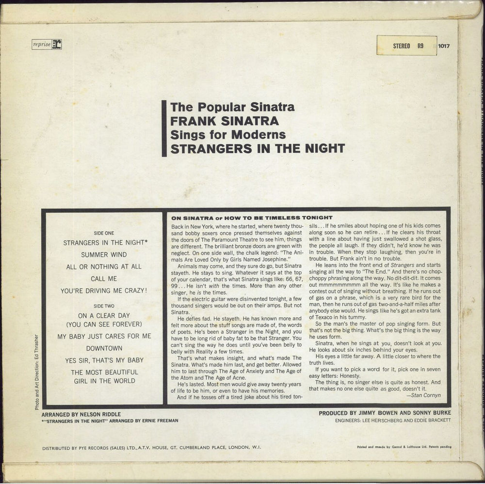 Frank Sinatra Strangers In The Night UK vinyl LP album (LP record)