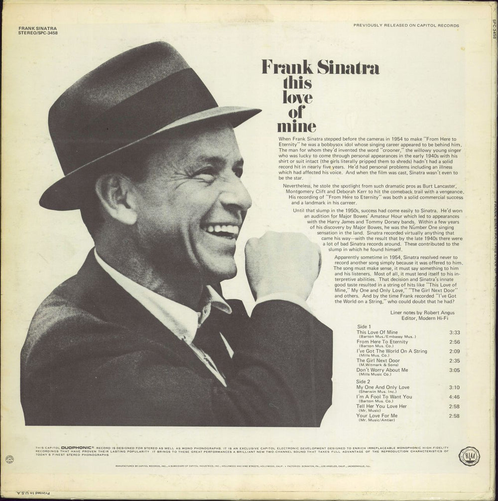 Frank Sinatra This Love Of Mine US vinyl LP album (LP record)