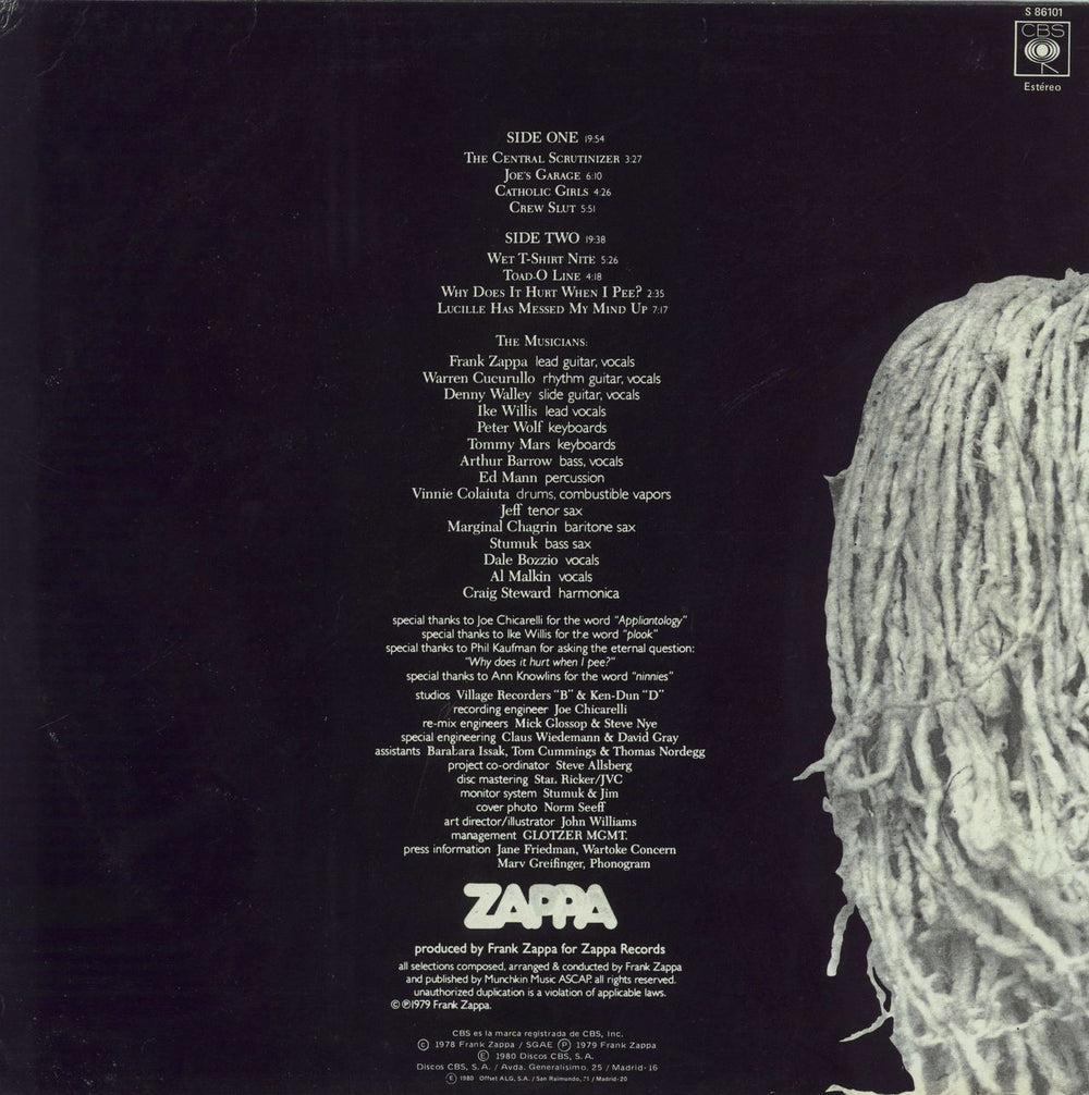 Frank Zappa Joe's Garage Act I Spanish vinyl LP album (LP record)