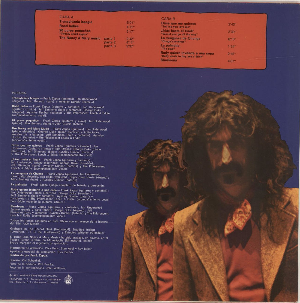 Frank Zappa La Venganza De Chunga Spanish vinyl LP album (LP record) ZAPLPLA132233