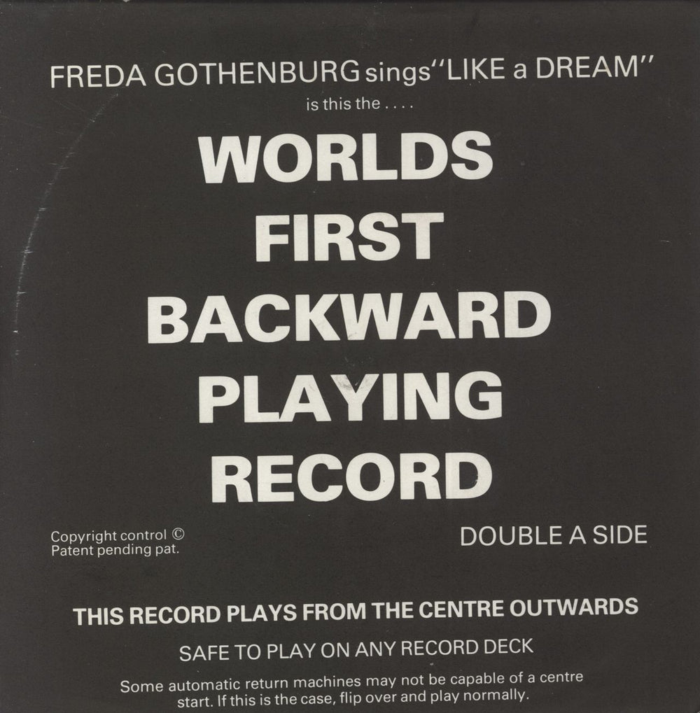 Freda Gothenburg Like A Dream - Backward Playing Record UK 7" vinyl single (7 inch record / 45) GHM1A(N)