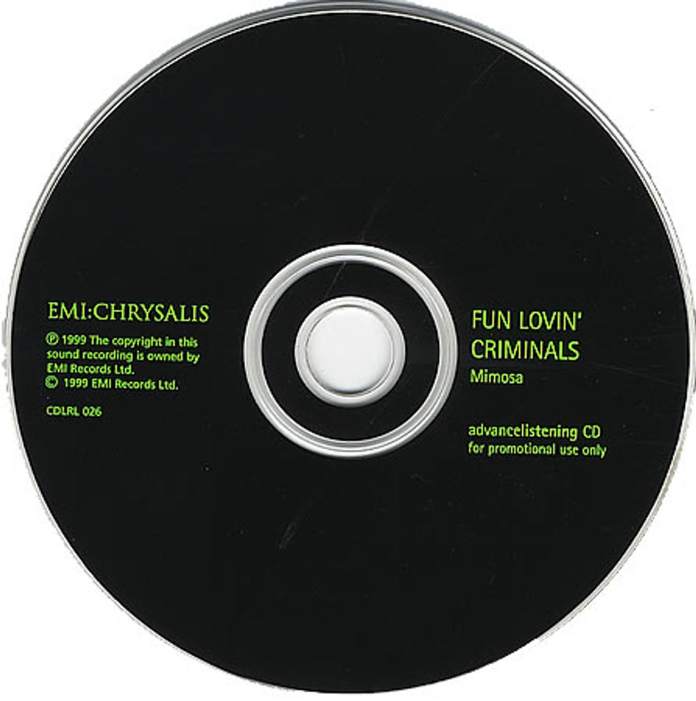 Fun Lovin Criminals Mimosa UK Promo CD single (CD5 / 5") FLCCDMI148972