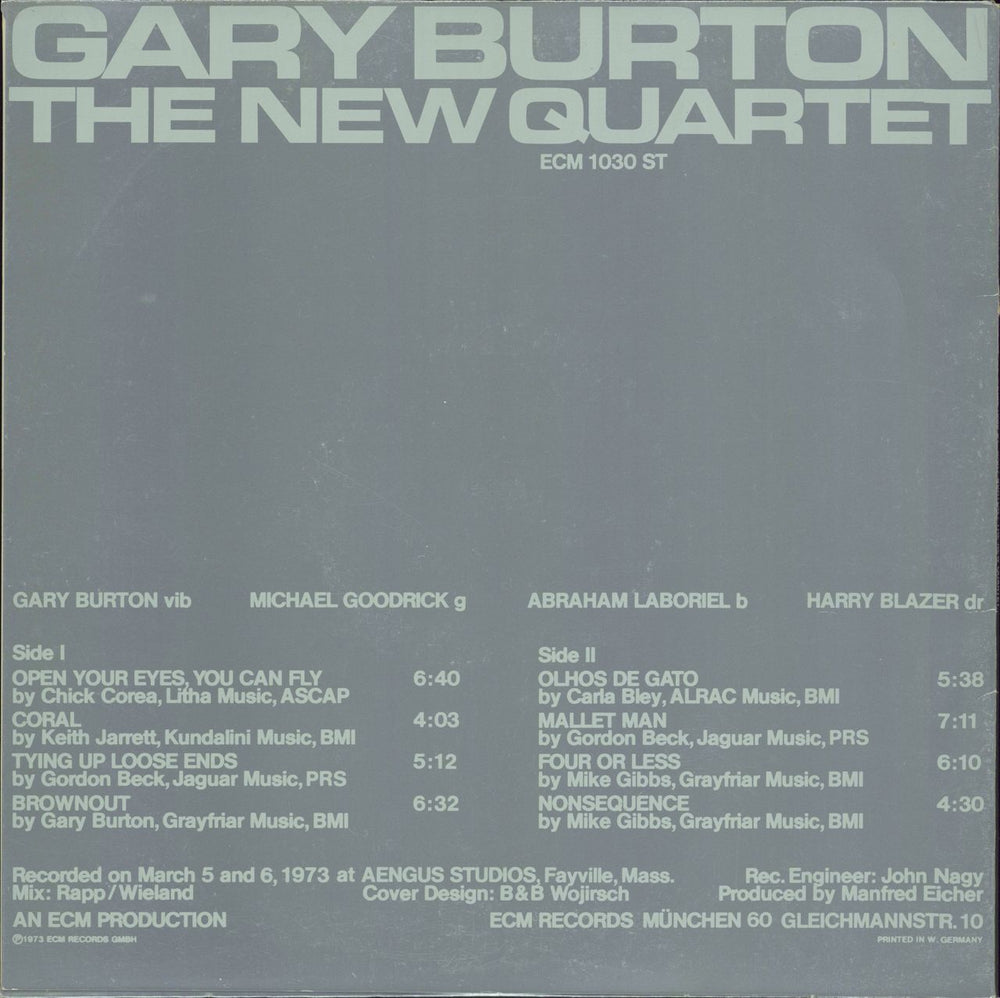 Gary Burton The New Quartet German vinyl LP album (LP record)