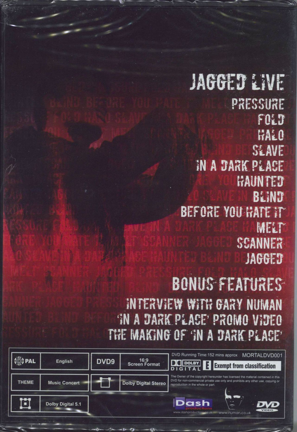 Gary Numan Jagged Live - Sealed UK DVD