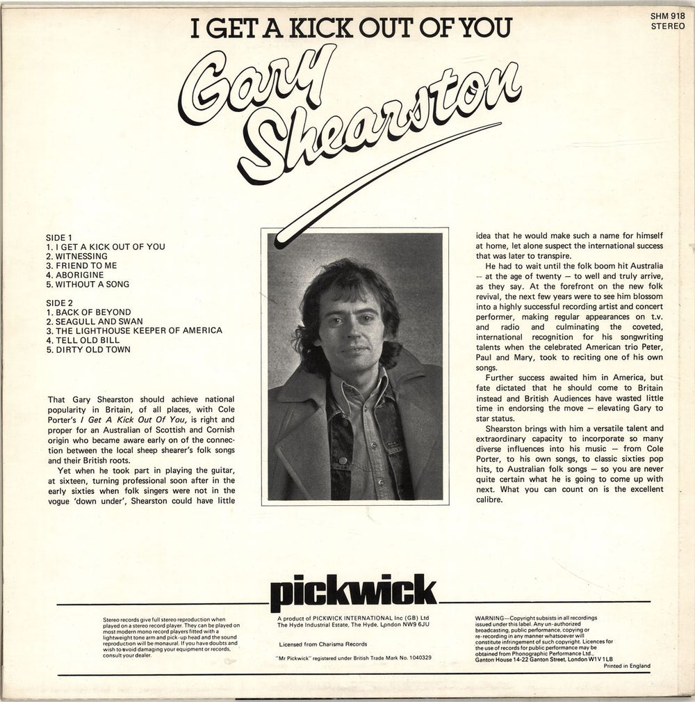 Gary Shearston I Get A Kick Out Of You UK vinyl LP album (LP record)