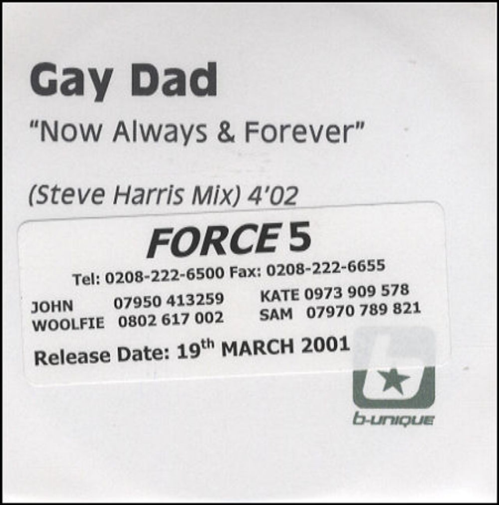 Gay Dad Now Alway & Forever UK Promo CD-R acetate CD ACETATE