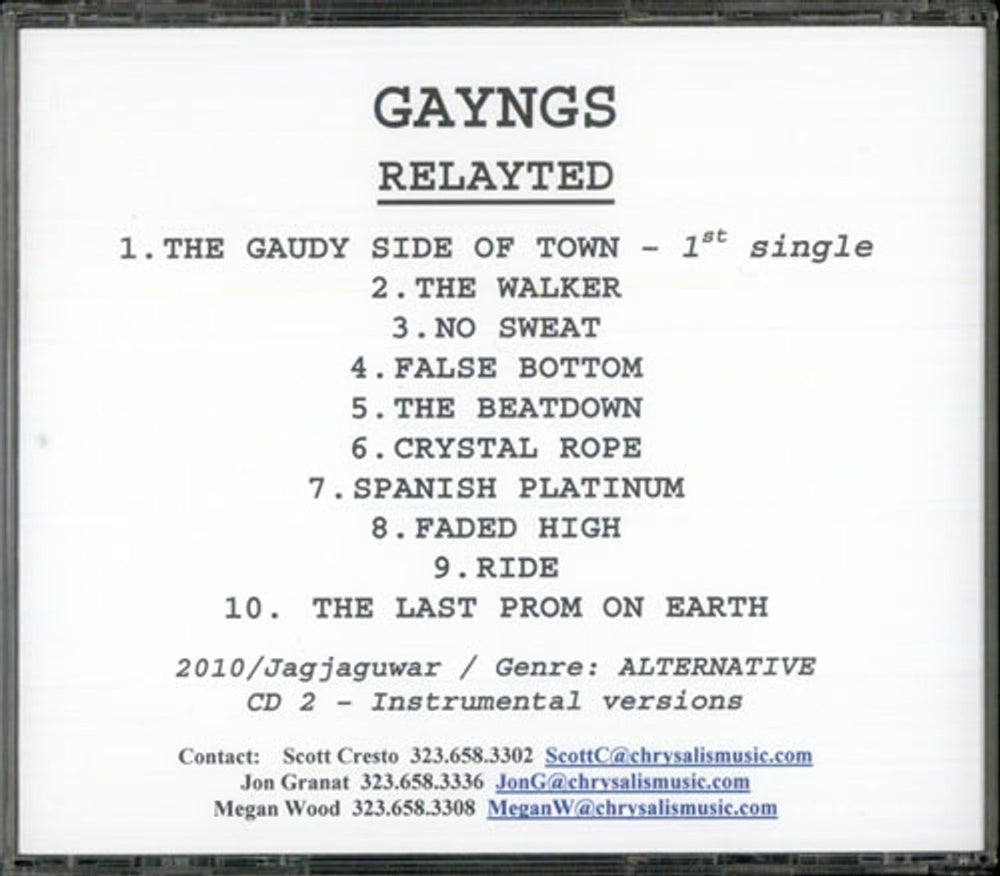 Gayngs Relayted + Instrumentals US Promo CD-R acetate CD-R ACETATE