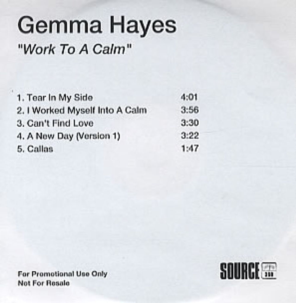 Gemma Hayes Work To A Calm UK CD-R acetate CD-R ACETATE