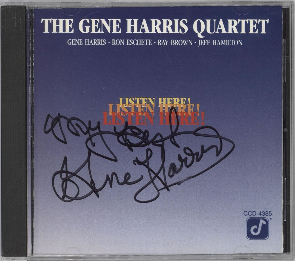 Gene Harris Listen Here! - Autographed US CD album (CDLP) CCD-4385