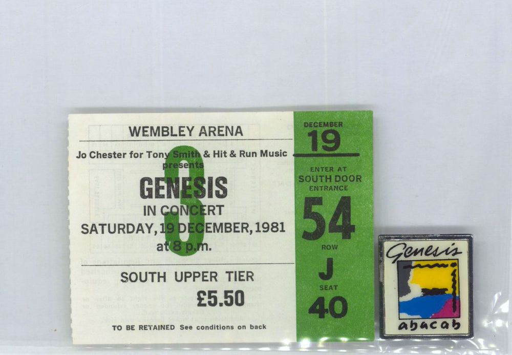 Genesis Abacab + Lyric Sheet, Ticket Stub & Badge UK tour programme GENTRAB816785