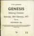 Genesis Debating Chamber Southampton 1971 Ticket Stub UK concert ticket TICKET