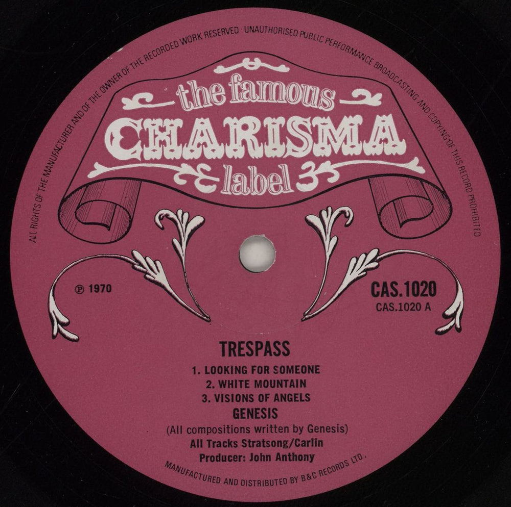 Genesis Trespass - 1st (A) + Insert - VG UK vinyl LP album (LP record) GENLPTR510758