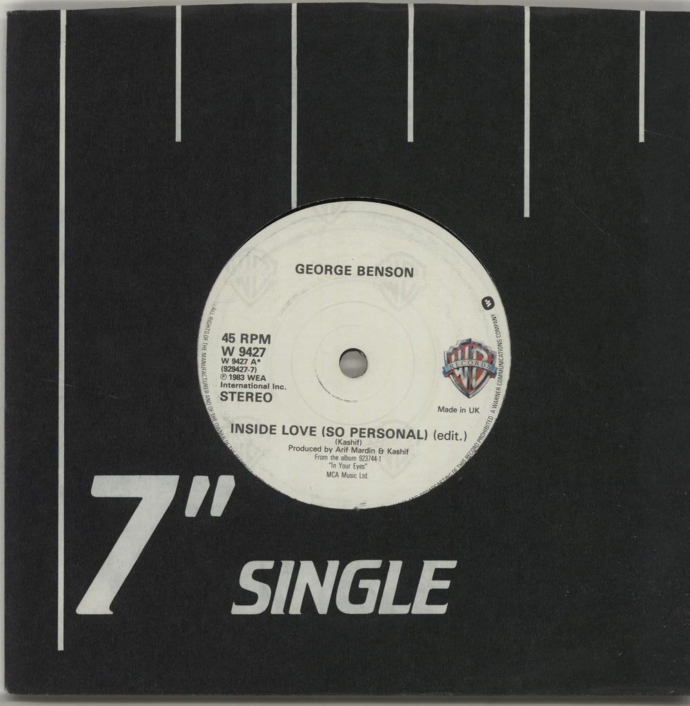 George Benson Inside Love (So Personal) UK 7" vinyl single (7 inch record / 45) W9427