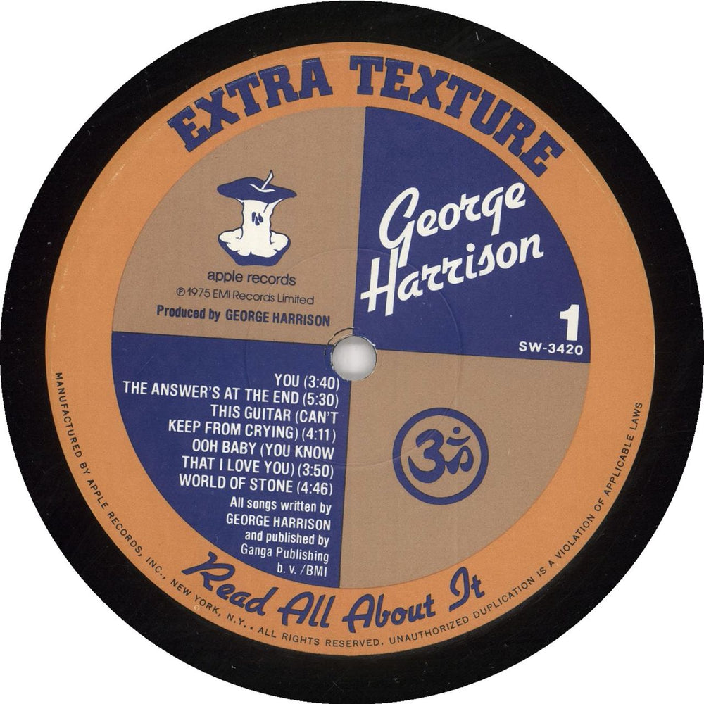 George Harrison Extra Texture + Shrink US vinyl LP album (LP record)