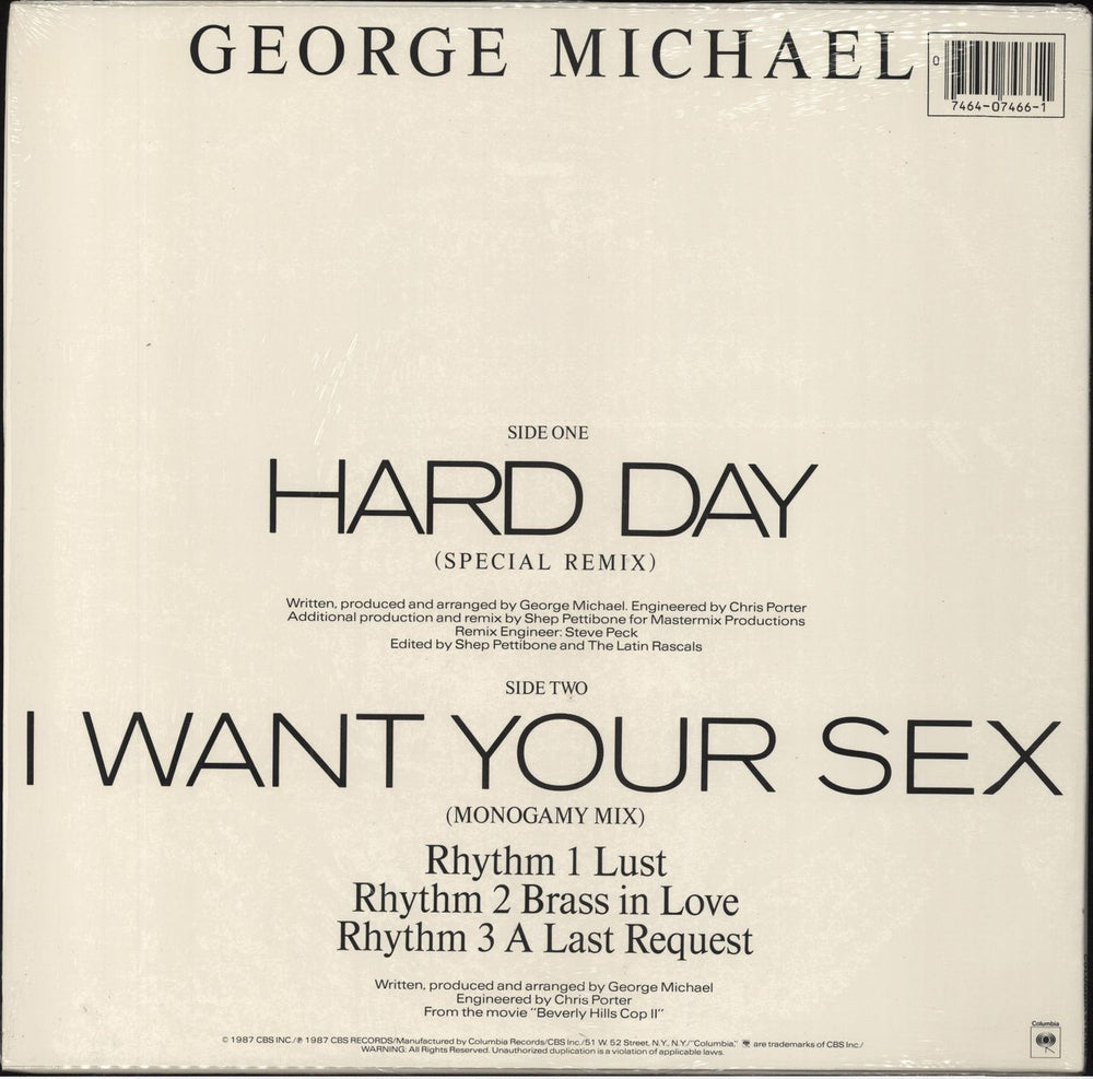 George Michael Hard Day - stickered shrink US 12" vinyl single (12 inch record / Maxi-single) 074640746611