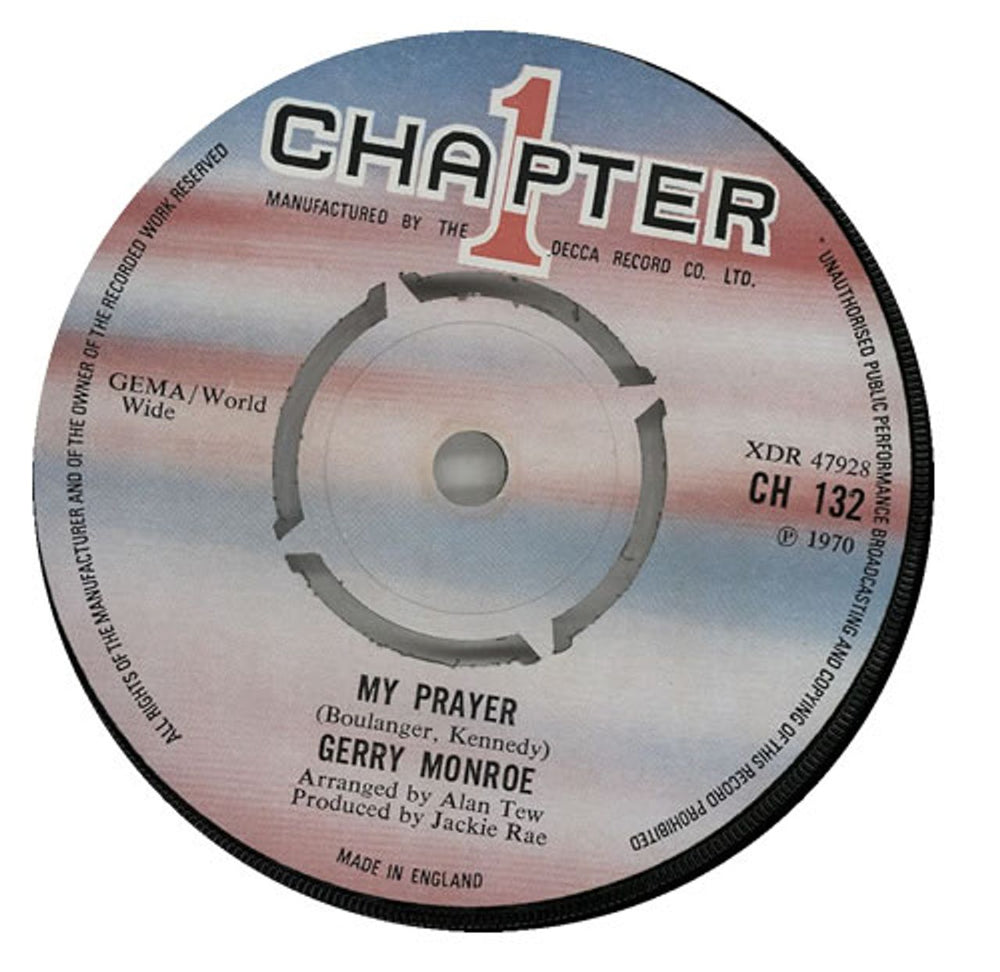 Gerry Monroe My Prayer UK 7" vinyl single (7 inch record / 45) CH132