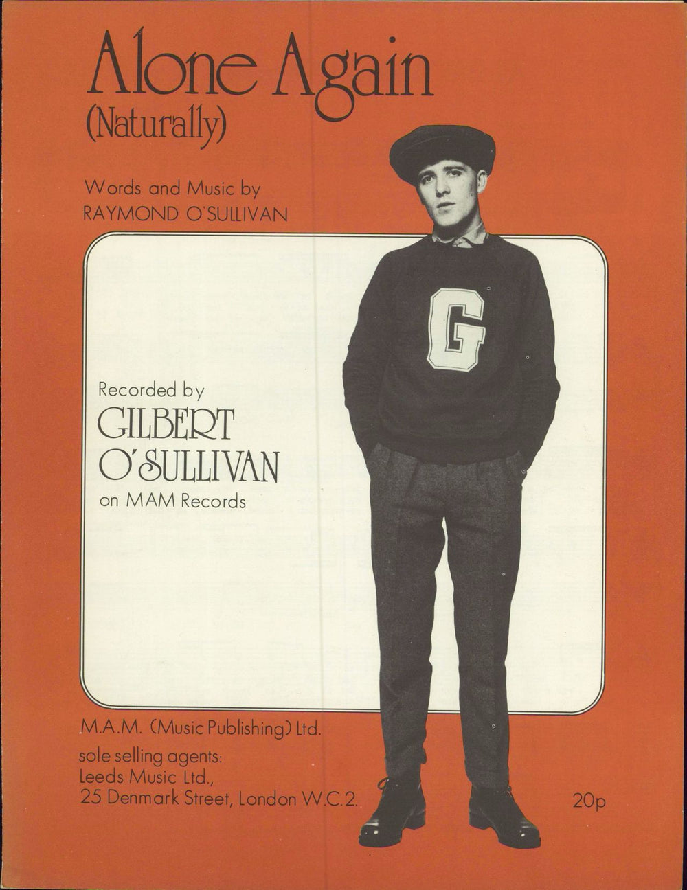 Gilbert O'Sullivan Alone Again (Naturally) UK sheet music SHEETMUSIC