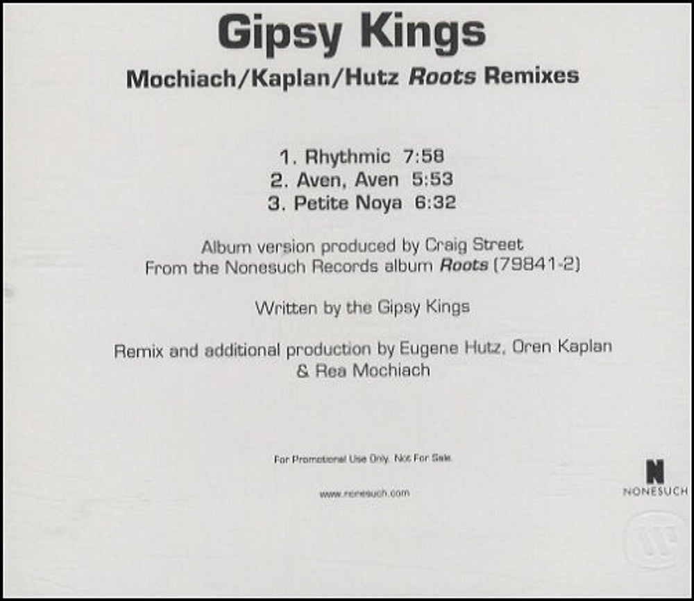 Gipsy Kings Mochiach/Kaplan/Huts 'Roots' Remixes US Promo CD single (CD5 / 5") PRO-CDR-101407