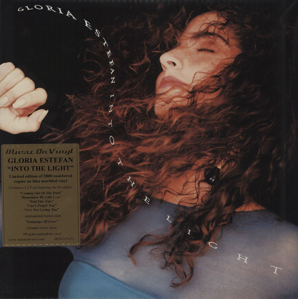 Gloria Estefan Into The Light - Blue Marbled Vinyl UK 2-LP vinyl record set (Double LP Album) MOVLP2672