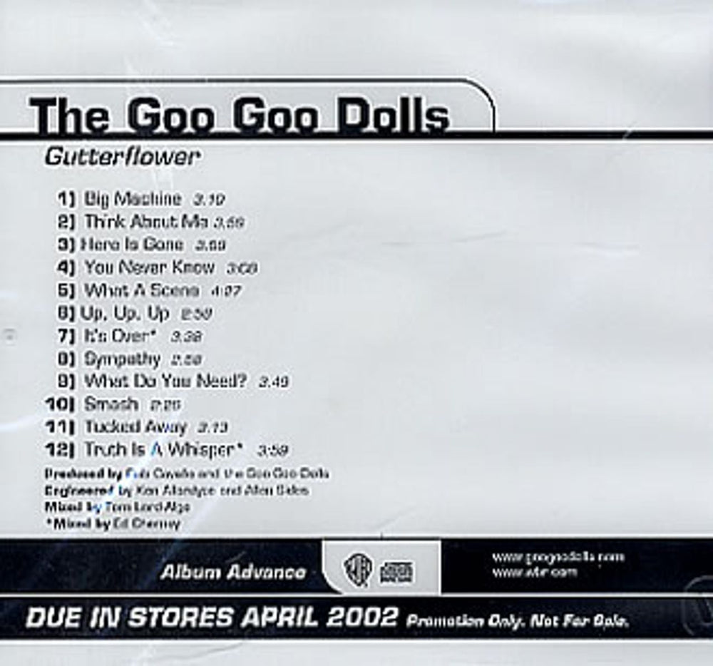 Goo Goo Dolls Gutterflower US Promo CD album (CDLP) 2A-48206-A