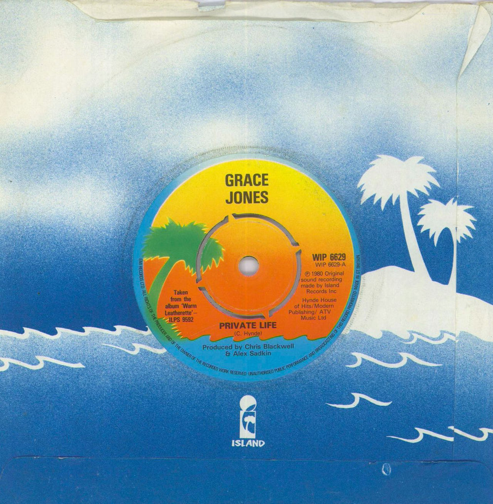 Grace Jones Private Life - 4-prong UK 7" vinyl single (7 inch record / 45) WIP6629