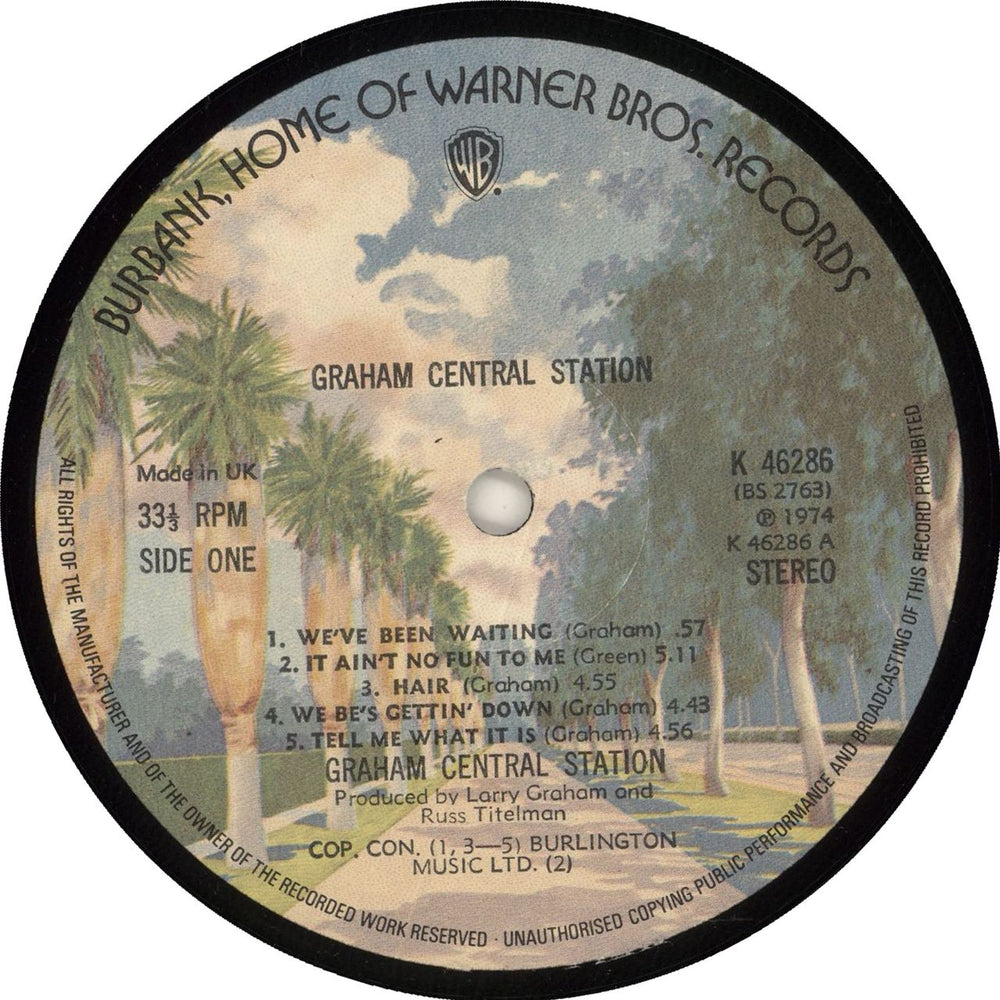 Graham Central Station Graham Central Station + Lyric Insert UK vinyl LP album (LP record)