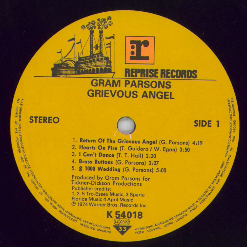 Gram Parsons Grievous Angel - EX Dutch vinyl LP album (LP record) GRMLPGR820679