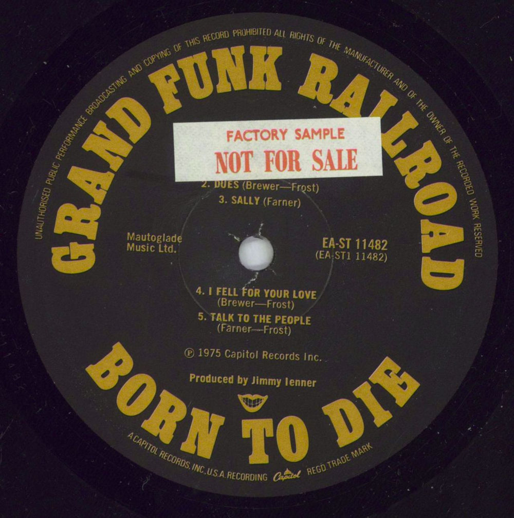 Grand Funk Railroad Born To Die - Factory Sample UK vinyl LP album (LP record) GFRLPBO828205