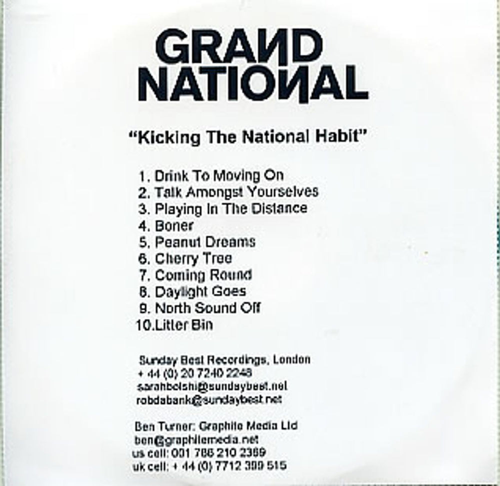 Grand National Kicking The National Habit UK Promo CD-R acetate CD-R ACETATE