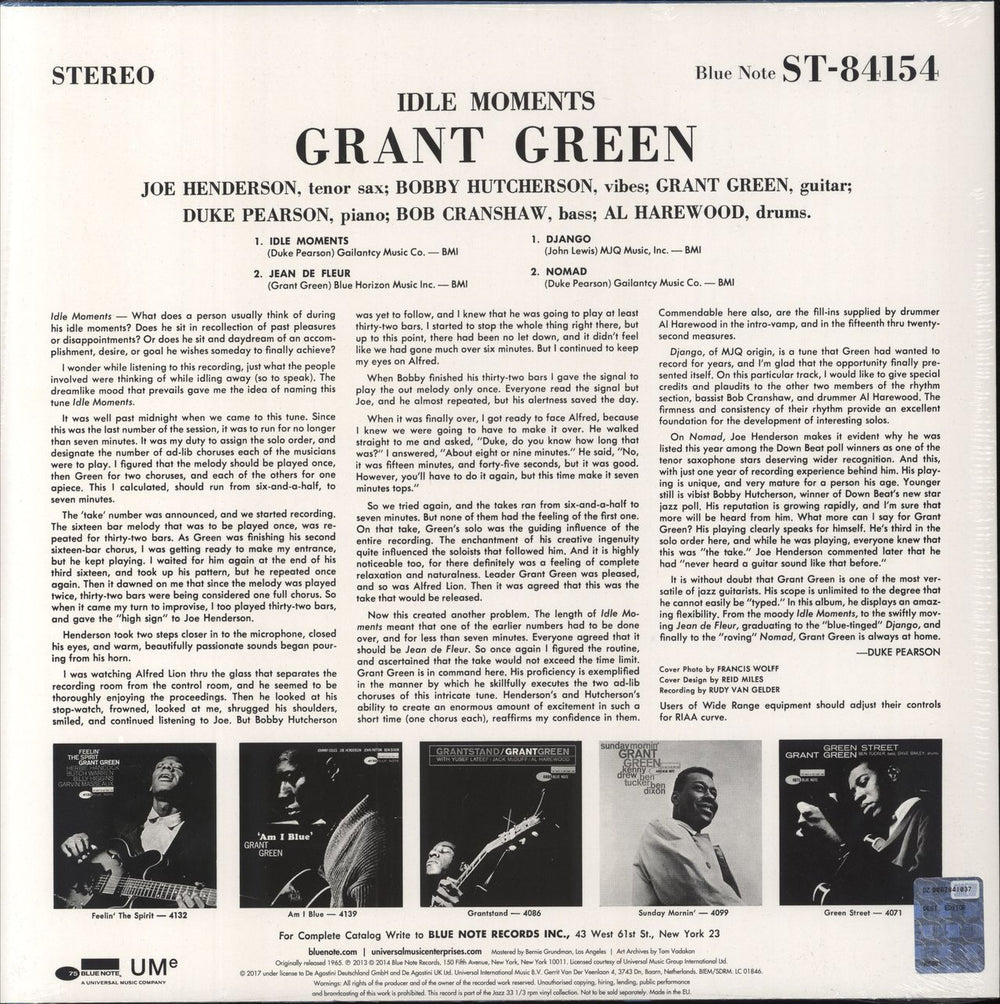 Grant Green Idle Moments - 180gm Vinyl - Sealed + Booklet UK vinyl LP album (LP record)