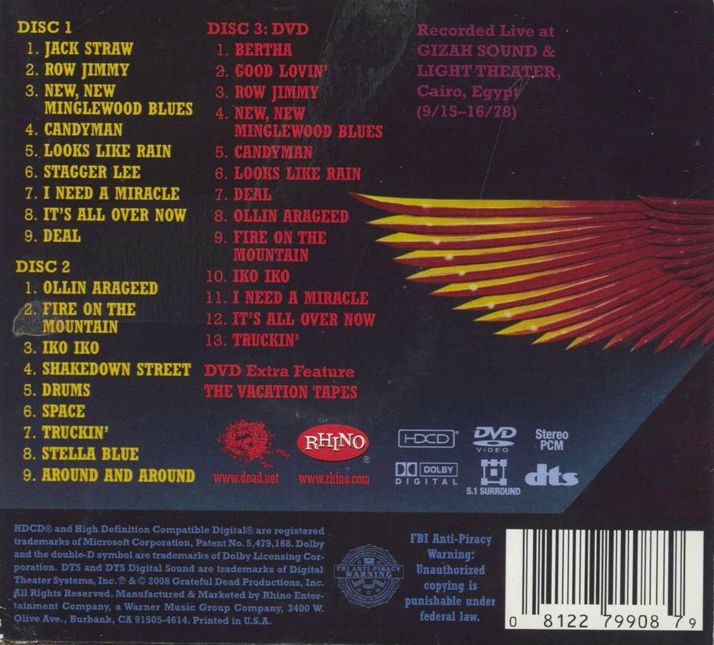 Grateful Dead Rocking The Cradle: Egypt 1978 US 3-disc CD/DVD Set 081227990879