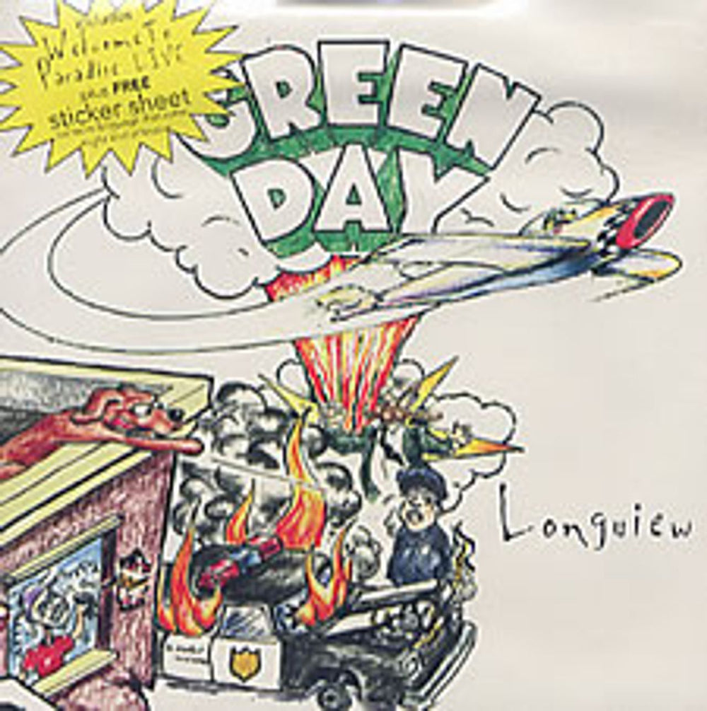 Green Day Longview + Sticker Sheet UK 7" vinyl single (7 inch record / 45) WO287X