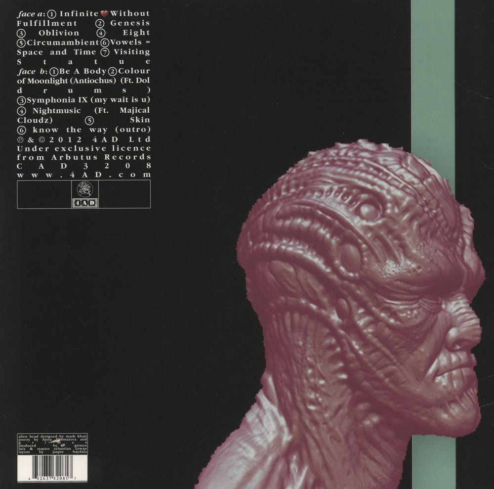 Grimes Visions UK vinyl LP album (LP record) 652637320817