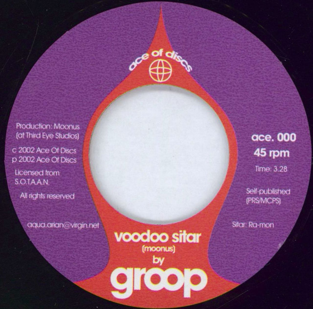 Groop Voodoo Sitar UK 7" vinyl single (7 inch record / 45) ACE.000