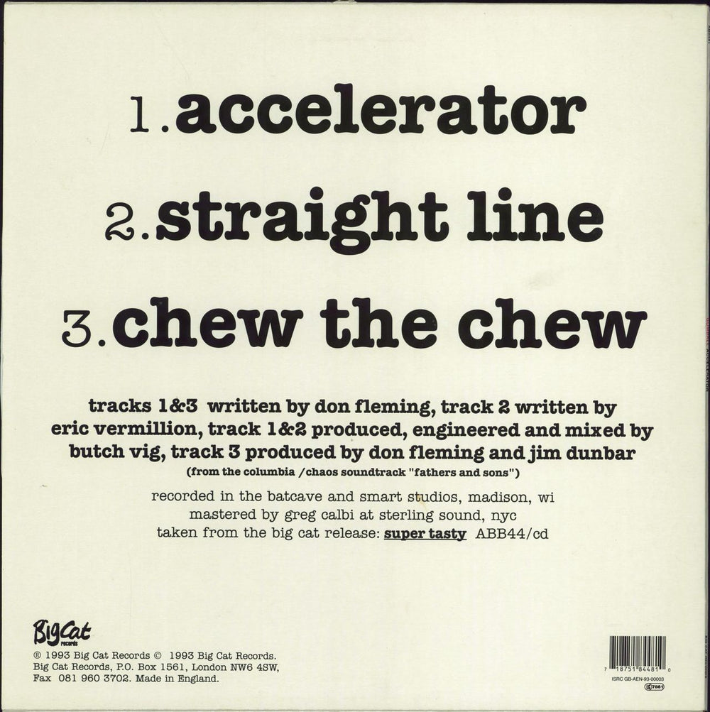 Gumball Accelerator UK 12" vinyl single (12 inch record / Maxi-single) 718751844810