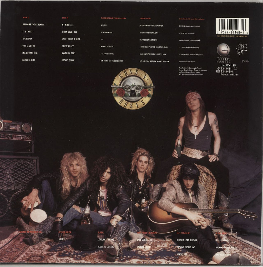 Guns N Roses Appetite For Destruction - 1st + 2 Hype Stickers UK vinyl LP album (LP record) 075992414814