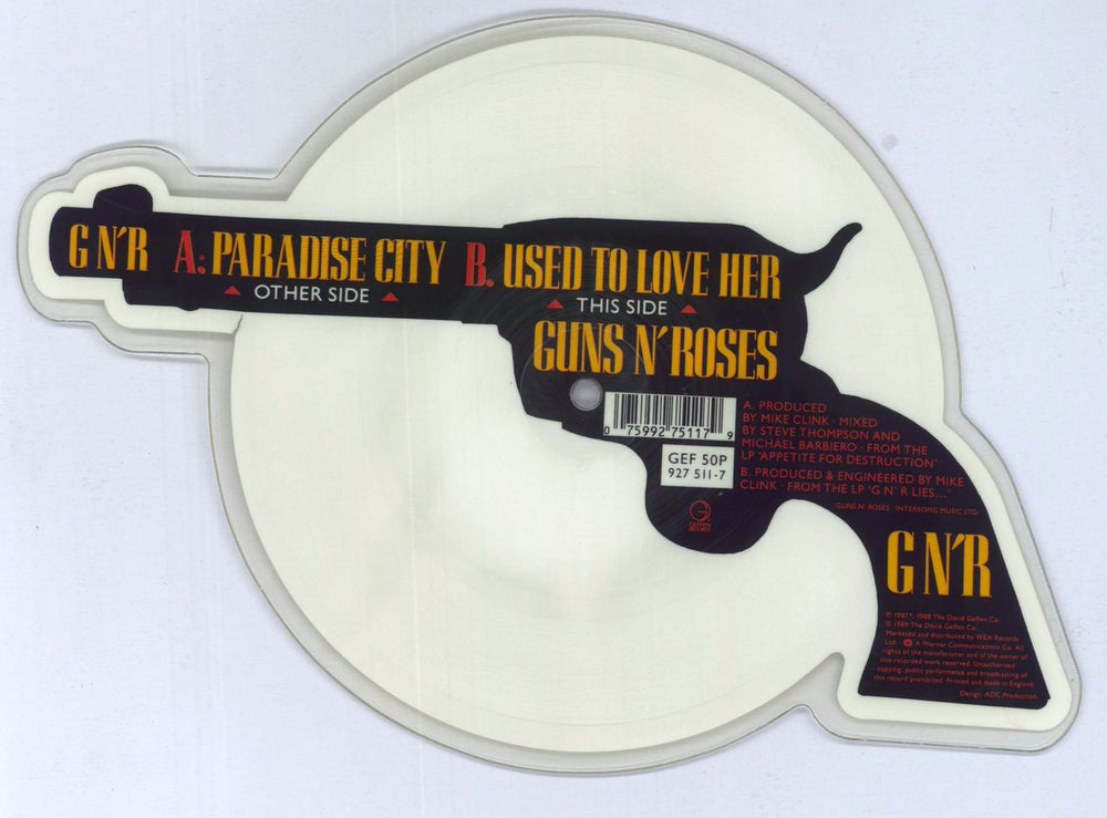 Guns N Roses Paradise City - White UK shaped picture disc (picture disc vinyl record) 075992751179