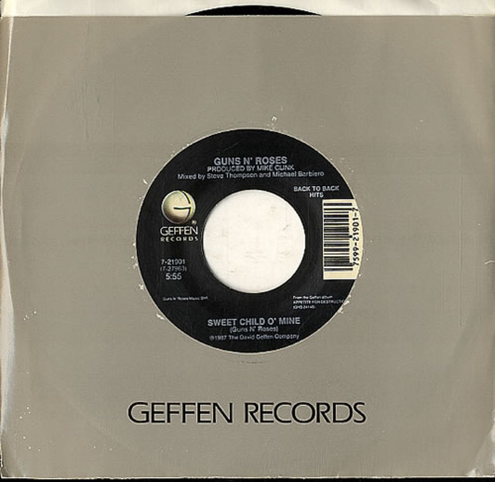 Guns N Roses Sweet Child O' Mine US 7" vinyl single (7 inch record / 45) 7-21901