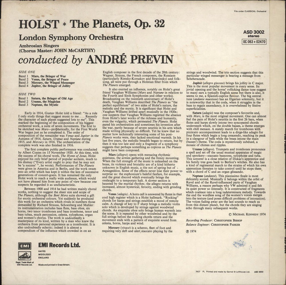 Gustav Holst The Planets - 1st - EX UK vinyl LP album (LP record)