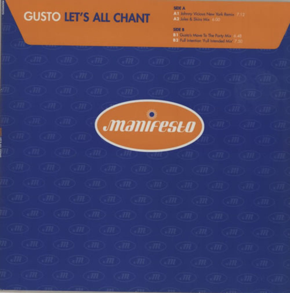 Gusto Let's All Chant UK 12" vinyl single (12 inch record / Maxi-single) FESX13