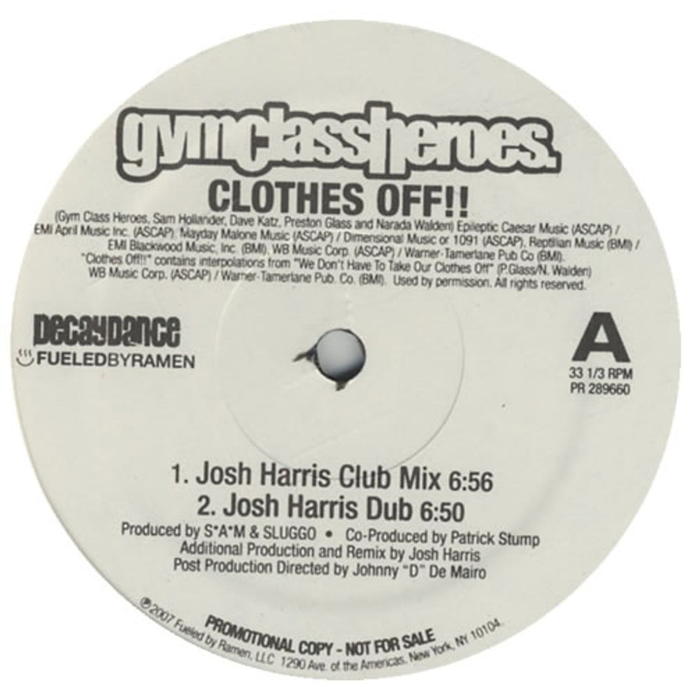 Gym Class Heroes Clothes Off US Promo 12" vinyl single (12 inch record / Maxi-single) PR289660