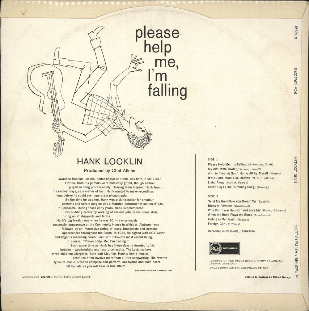 Hank Locklin Please Help Me, I'm Falling - 1st UK vinyl LP album (LP record)