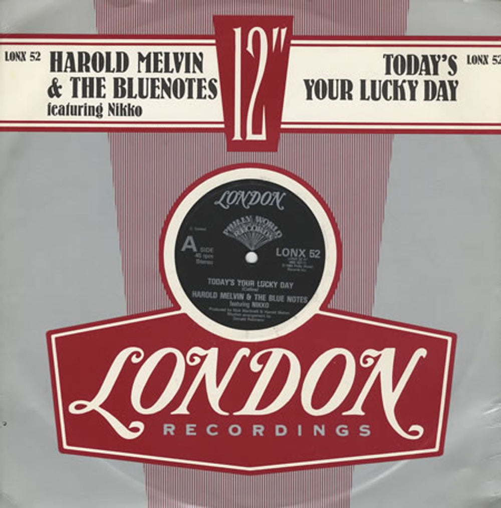 Harold Melvin & The Blue Notes Today's Your Lucky Day UK 12" vinyl single (12 inch record / Maxi-single) LONX52