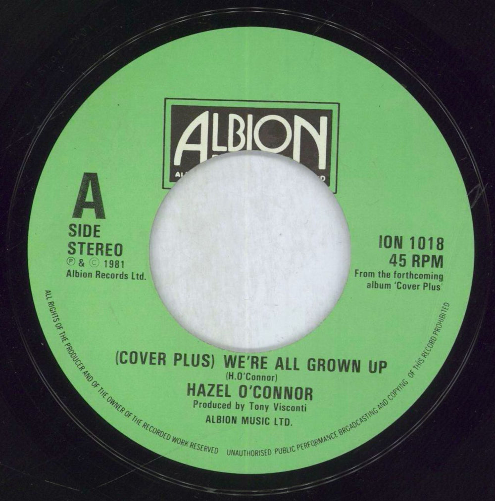 Hazel O'Connor (Cover Plus) We're All Grown Up UK 7" vinyl single (7 inch record / 45) ION1018