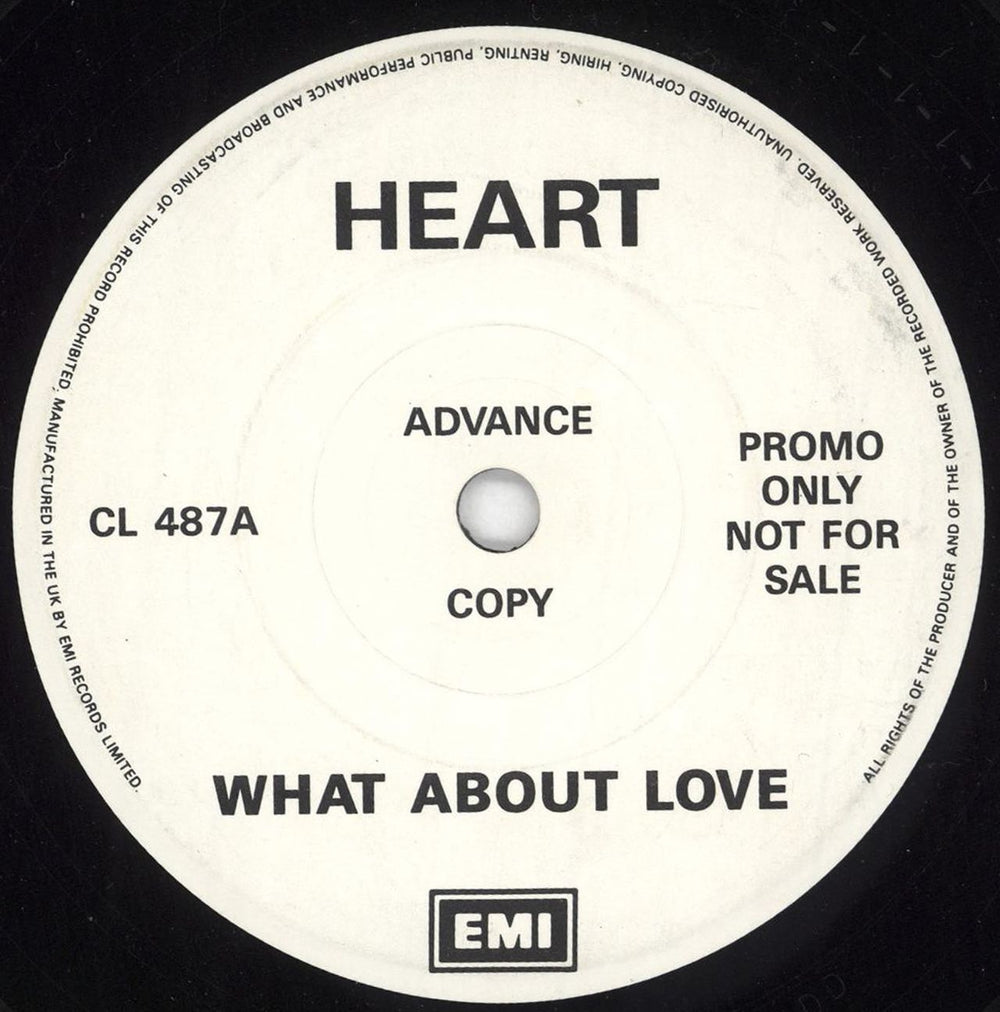 Heart What About Love UK Promo 7" vinyl single (7 inch record / 45) CL487